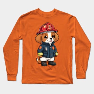 Kawaii Firefighter Dog Long Sleeve T-Shirt